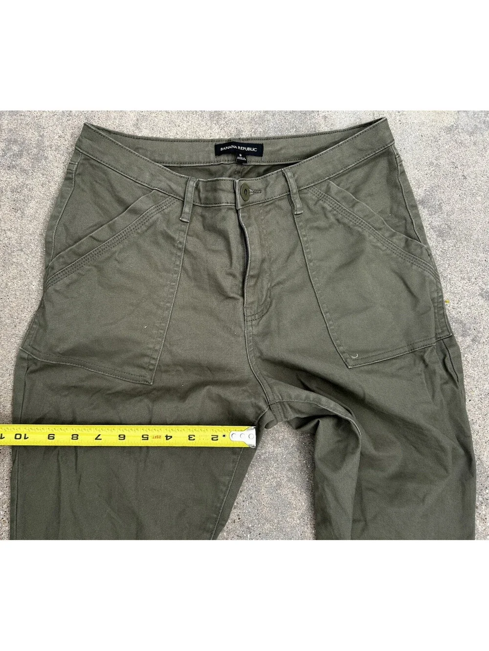 Banana Republic Pant Women 8 Utility Pockets Regular Fit Olive Gree Cotton Chino